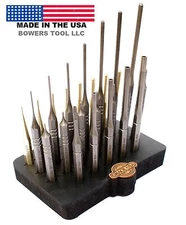 Grace 27pc Gunsmith Roll Pin Spring Punch Set Steel & Brass Gun Care w Block USA