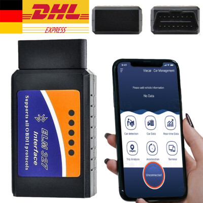 OBD II Stecker Bluetooth   OBD2 Scanner Diagnosegerät für iOS & Android - V1.5