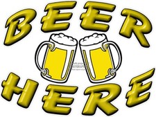 BEER HERE CARTOON VINYL DECAL CHOOSE SIZE CONCESSION STAND BOARDWALK