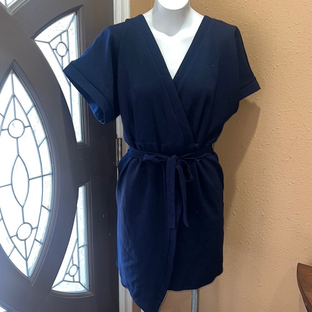 asos blue wrap dress Lace And Crepe Pencil Dress Blue