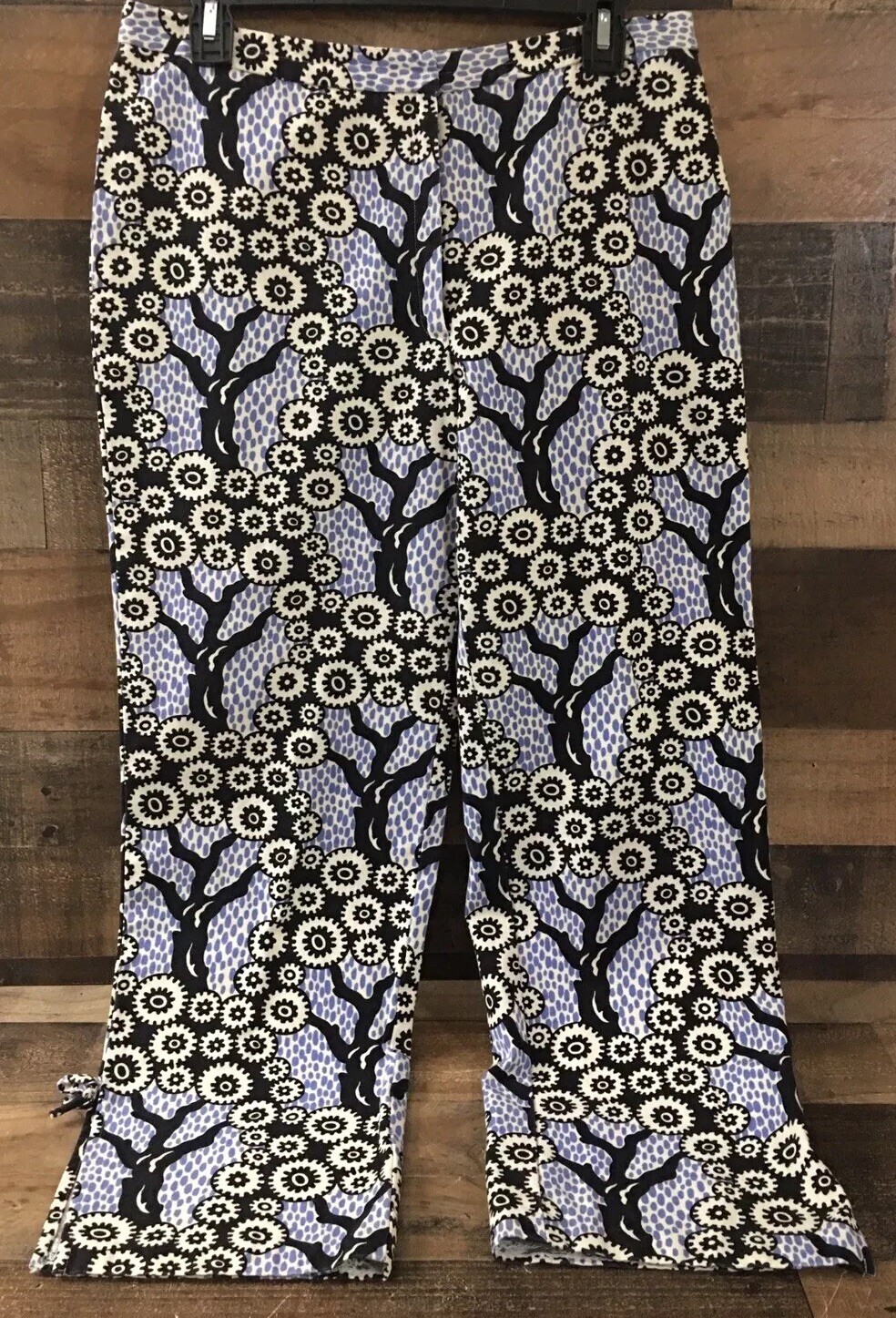 Tibi Women's Whimsy Goth Boho Crop Pants with Ankle Slit and Geometric Art