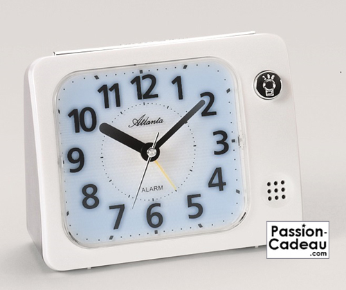 Réveil à quartz blanc Atlanta 1761/0 avec mouvement silencieux