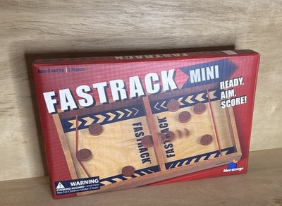 Fastrack Wooden 2 Player Game Blue Orange Fast Track Race Speed Flick Disk NEW