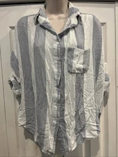 Stylish Style Rack Medium Striped Top Button Up 