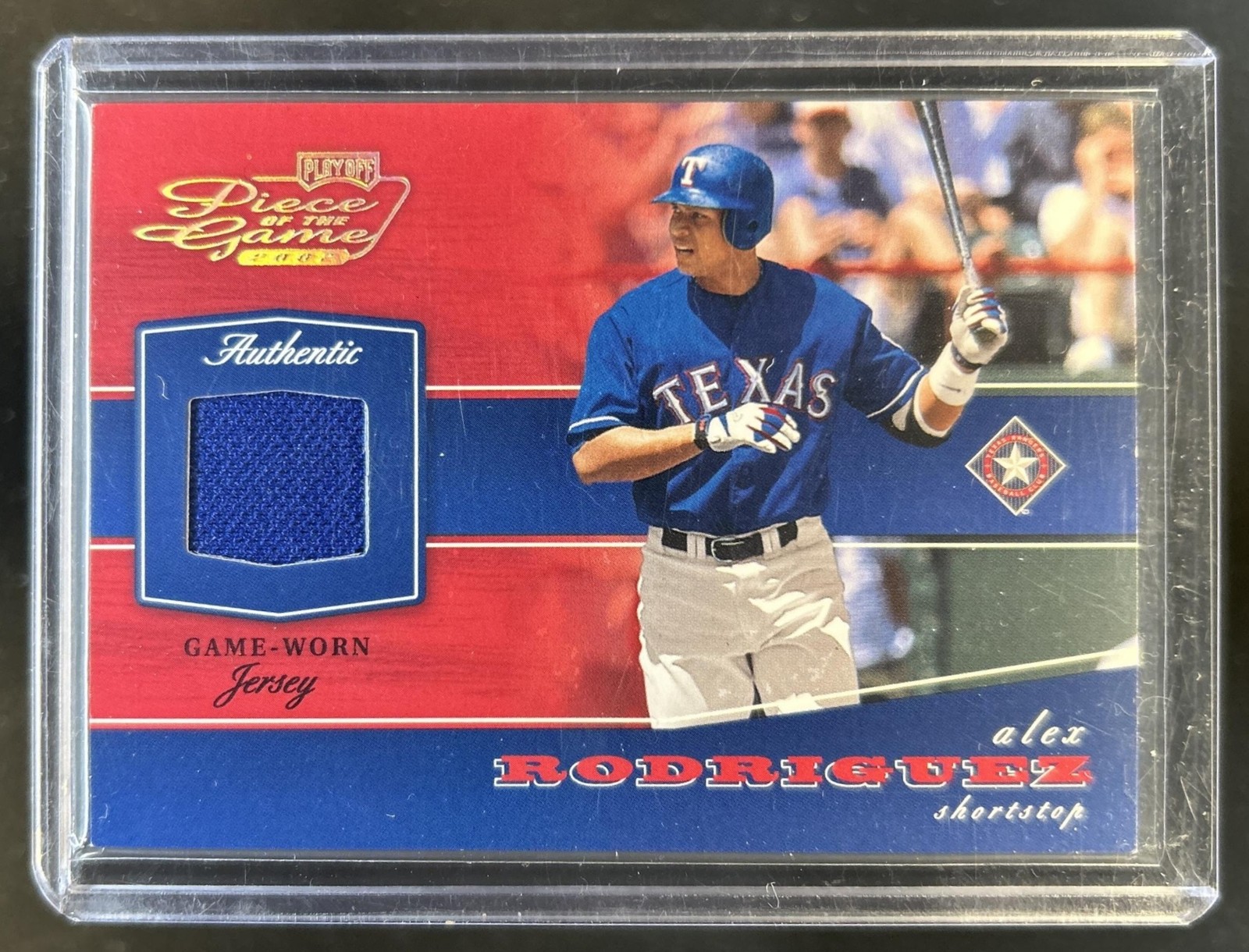 2002 Playoff Piece of the Game Alex Rodriguez Materials Gold Jersey #/50 Rangers view 1