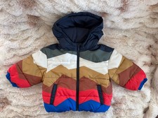 Old Navy Water Resistant Puffer Jacket 18 24M Multicolor Chevron Hooded Coat