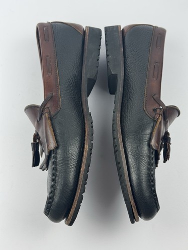 Allen Edmonds Shoes Loafers Mens 11 Black Brown Two Tone Slip On Leather Tassel - Picture 4 of 10