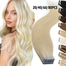 THICK 60pcs 150g Tape In Remy Human Hair Extensions Skin Weft Full Head Balayage