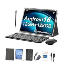 10.1 Inch Android 16 Tablet, 12GB 128GB Android Tablet, 5000mAh Silver
