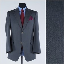 Mens Herringbone Blazer 40R US Size EDUARD DRESSLER Grey Wool Sport Coat Jacket
