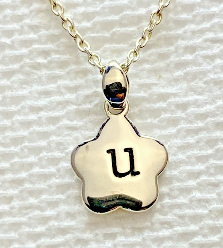 Kit Heath Sterling Silver 925 Kids Alphabet Flower Initial u Necklace 14" NWT