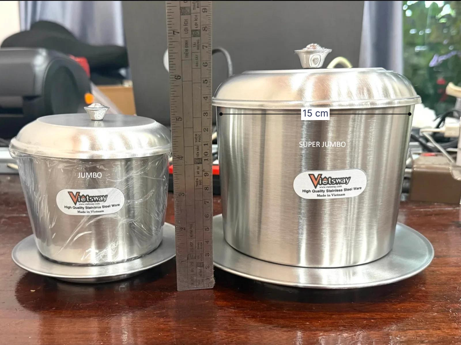 Vietnamese Coffee Stainless Steel Cup Coffee Filter Brewer Sizes (S to XL) Jumbo