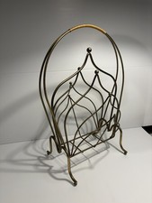 MCM Brass Alladin Style Magazine Record Rack Display Decor VTG RARE