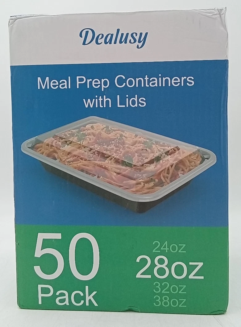 Dealusy 28 Oz Meal Prep Containers Reusable with Lids 50 Pack (100-Piece)