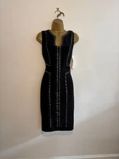 BNWT Trendy Joseph Ribkoff Black Shift Dress With Metal Studs Size 14 RRP £ 256