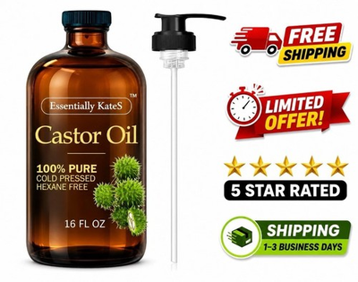 #ad Cold Pressed Organic Castor Oil in Glass Bottle 16 Fl Oz 100% Pure and Natur $15.99