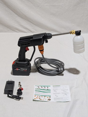 #ad Portable Cordless Pressure Washer Foam Bottle Wand Spray Tips Dual Hookups Black $12.99