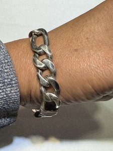 Solid Italian 925 Sterling Silver Figaro Men’s ID Bracelet 9.25” 61.7grs, 12.5mm