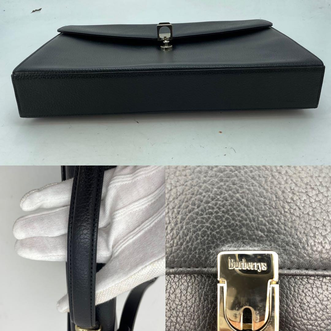 Burberry 2-way bag, business, leather, black check, FM93 92 Burberry 2-way bag, business, leather, black check, FM93 92