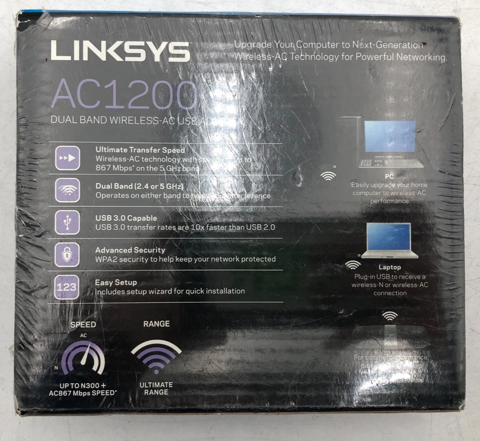 Linksys WUSB6300 Dual-Band AC1200 Wireless-AC USB 3.0 Adapter - New Sealed - Image 2 of 2