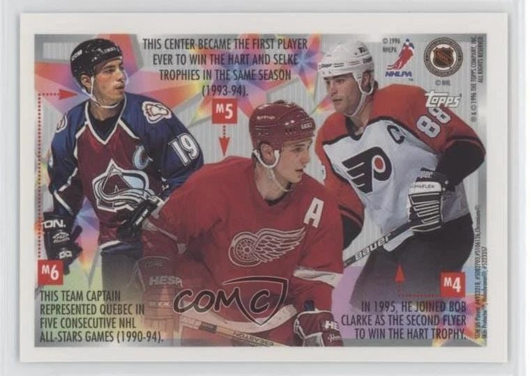 1995-96 Topps Mystery Finest Refractor Eric Lindros #M4 HOF - Image 2 of 2