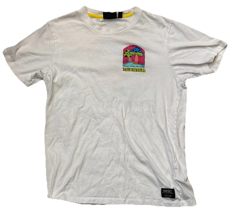 Camiseta WESC Trip Outside Mushroom para Hombres L Blanca Gráfico Psicodélico Camiseta de Patín Foto 2 de 4