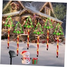 Outdoor Christmas Decorations 6 Pack Xmas Tree Candy Lights with 8 Modes