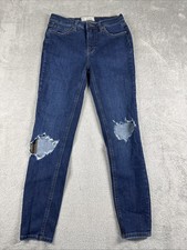 Free People Women's Distressed Knee Denim Skinny Jeans Medium Wash Size W 27R