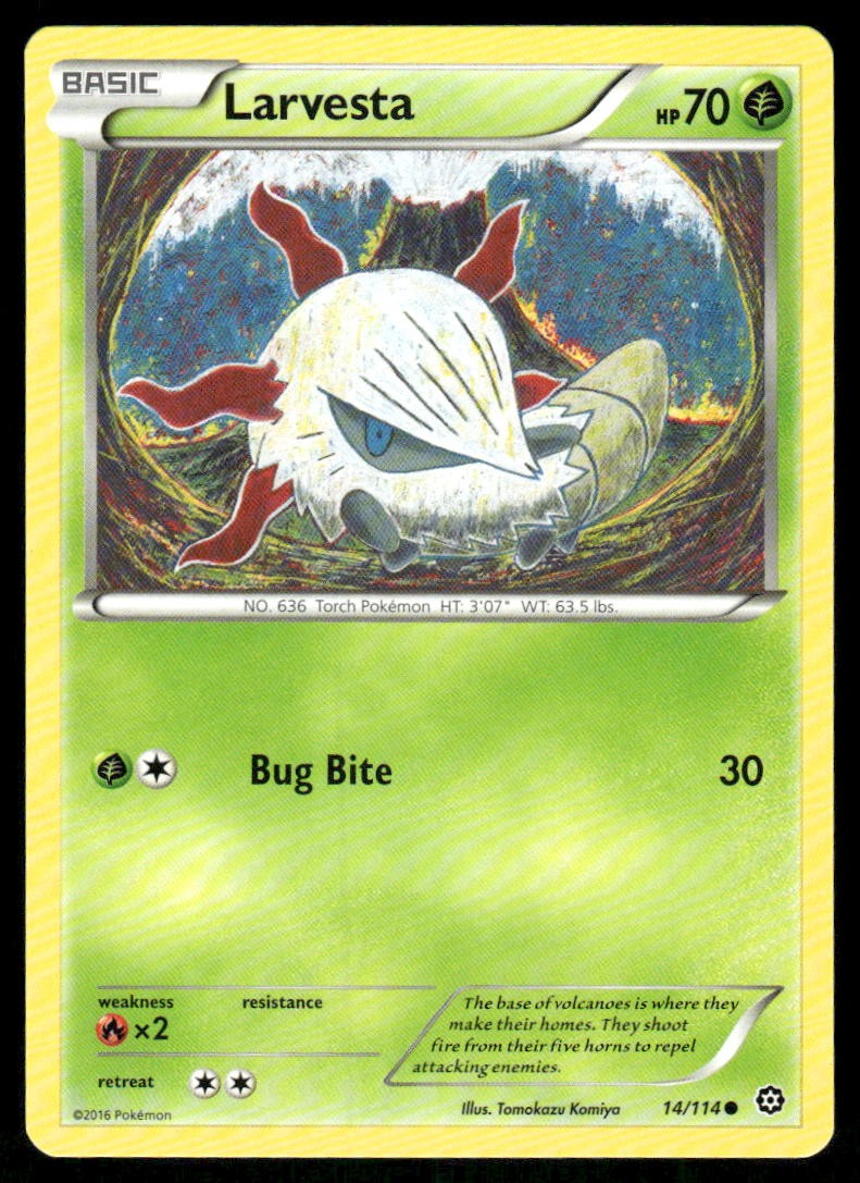 Larvesta 14/114 Common Steam Siege Pokemon Near Mint