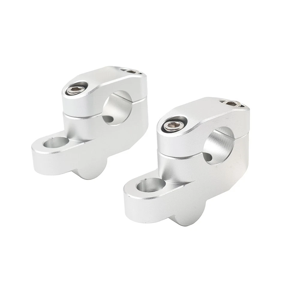 7/8" Offset Handlebar Clamp Mount Riser For Honda Suzuki Yamaha Kawasaki Silver - Image 3 of 4