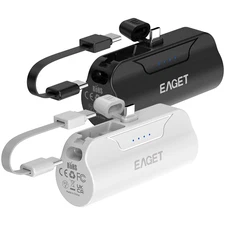 EAGET Mini Power Bank 5000mAh Portable Battery Charger For Type C iPhone Android