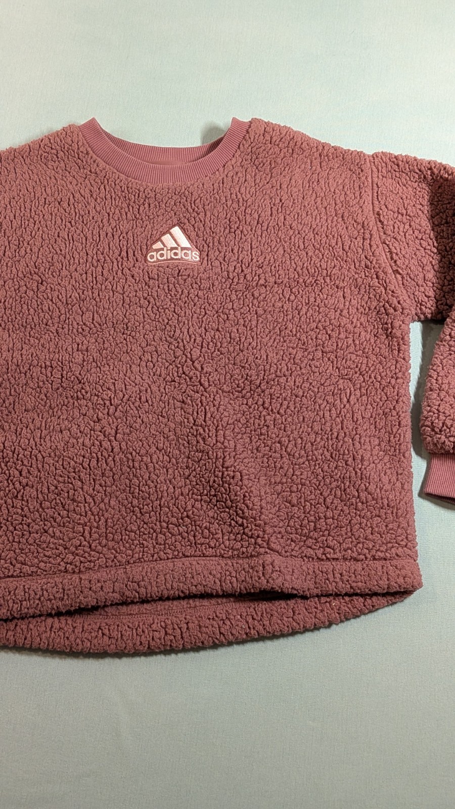 Adidas Pink Fleece Long Sleeve Blouse Girls Size 7/8 Small image 5