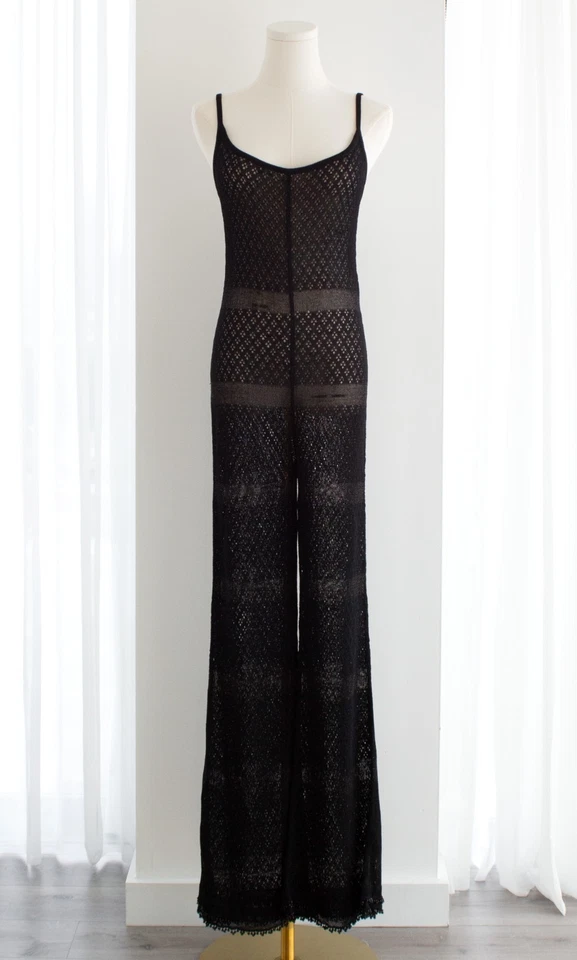 Chanel Vintage S/S 1995 Barbie Black Knit Crochet Pearl 95P Jumpsuit - Image 4 of 4