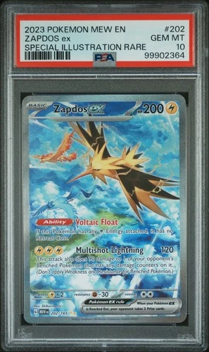 POKEMON 2023 ZAPDOS ex SPECIAL ILLUSTRATION RARE MEW EN-151 #202 PSA 10