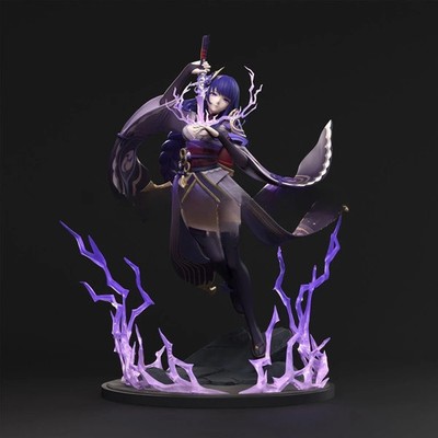 Genshin Impact Raiden Shogun Thunder God PVC Anime Figure Collectible Statue