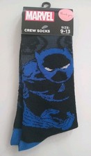 New Marvel Black Panther Black-Blue Graphic Crew Socks Sizes 9-13-