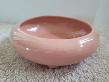 Art Mark Pottery Ceramic Planter Footed Peach Coral Glaze Vintage Taiwan EX