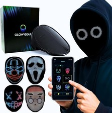 Face Transforming LED App Controlled Light Up Cosplay Mask with 115 Animated