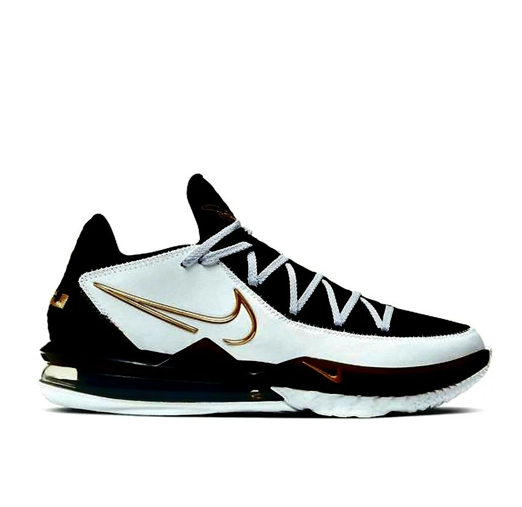 Nike Lebron 17 Low Basketball Shoes White/Black/Metallic Gold Size 9.5M