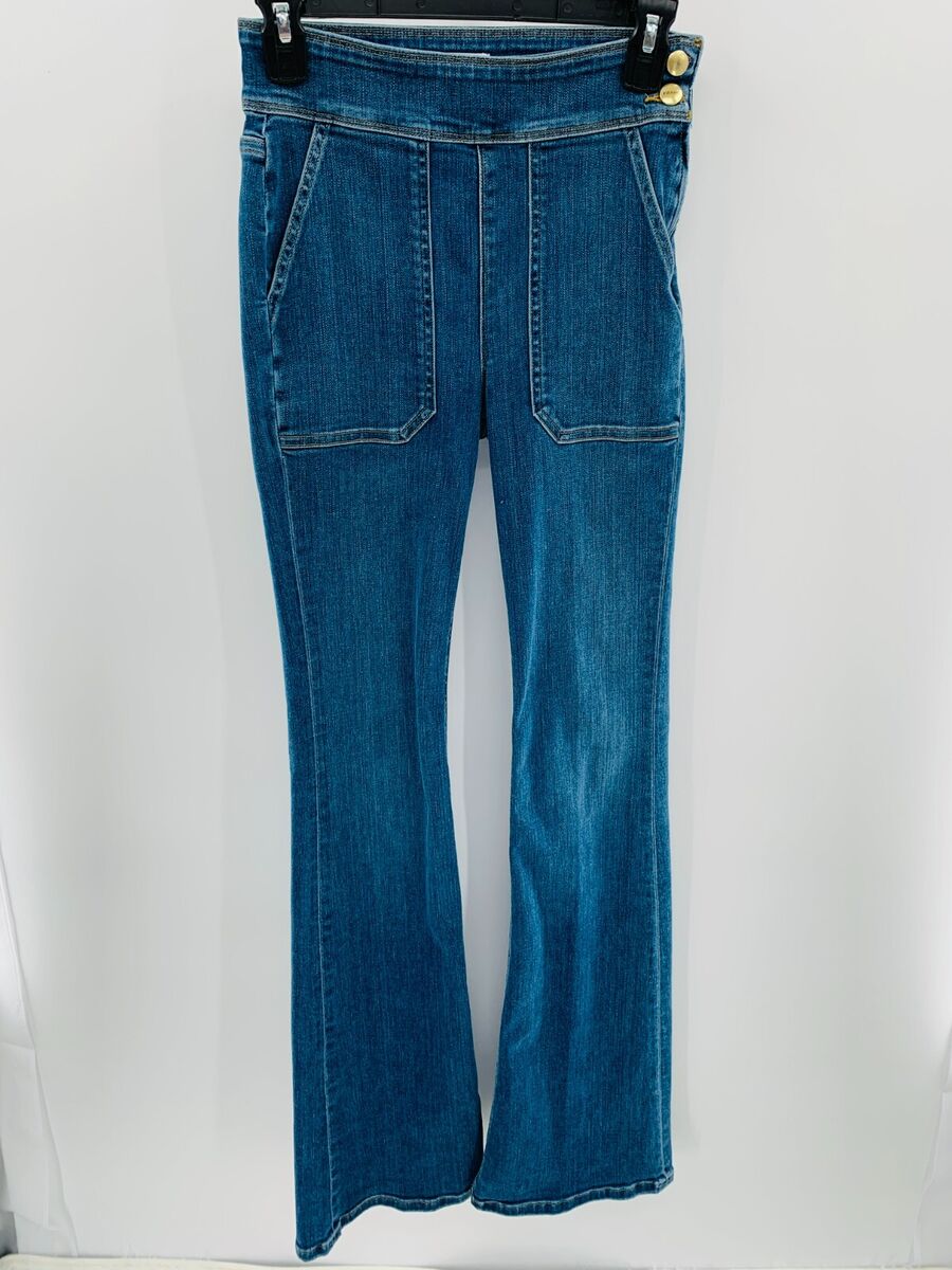 Frame High Rise Side Zip SZ 25 Patch Pockets Jeans Flared Frame High Rise Side Zip SZ 25 Patch Pockets Jeans Flared