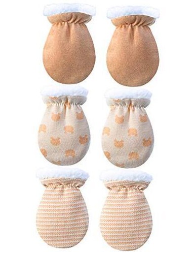 3 Pairs Newborn Mitten Gloves Baby Winter Mittens Warm Infant Cotton Mittens