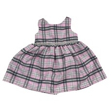 Youngland Infant Toddler Girls Pink Gray Plaid Dress Sz 18 Months Tie Back