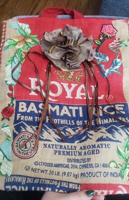 Embelished ROYAL BASMATI RICE W/Handles & Zipper Bag PURSE Bag Only NO RICE