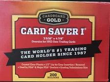 Card Saver 1 200 Ct BOX Cardboard Gold Semi Rigid Holders FREE SHIPPING!