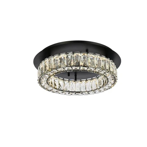 Elegant Lighting Monroe 18" Metal and Crystal LED Single Flush Mount in Black - Picture 3 of 8