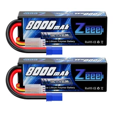 2x Zeee 3S LiPo Battery 8000mAh 11.1V 100C EC5 for RC Car Truck Racing Models