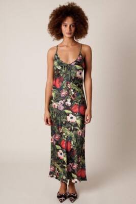Rachel Antonoff Sybil slip dress, size 0, Organ Garden print, midi/maxi