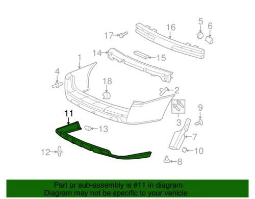 Genuine GM 2005-2008 Chevrolet Uplander Stealth Rear Lower Bumper Cover 15105066 - Imagem 2 de 2