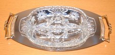 Vintage 1960's KROMEX Relish Server Tray w/ American Prescut Glass - Made in USA