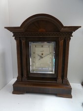 ANTIQUE SIR JOHN BENNETT TIMBER VENEER MANTLE CLOCK ART DECO SMITHS SEC MOVEMENT